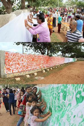  LARGEST NATIONAL FLAG BY FINGER PAINTING.