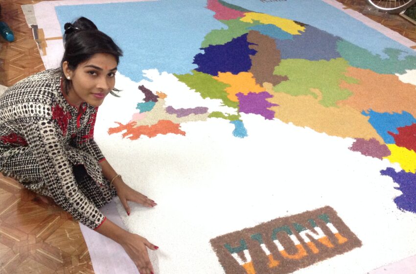  LARGEST INDIAN MAP CREATED WITH GLASS PEARLS