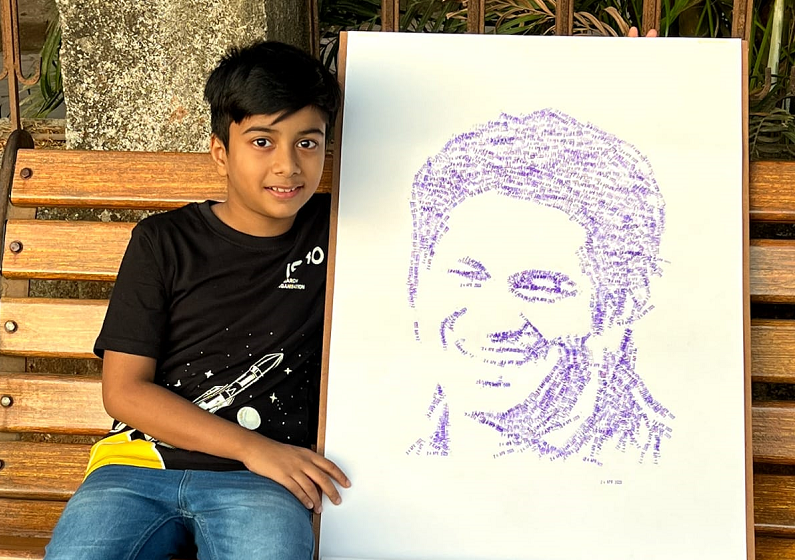  YOUNGEST TO DESIGN PORTRAIT USING RUBBER STAMP.