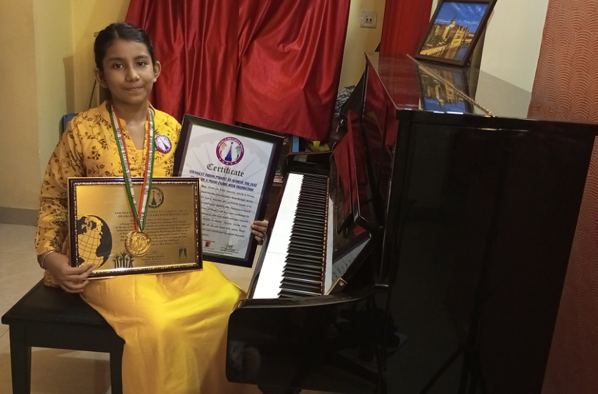 YOUNGEST INDIAN PIANIST TO ACHIEVE THE FEAT OF GRADE 8 PIANO EXAMS WITH DISTINCTION.