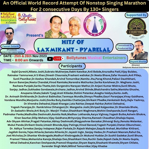  LONGEST SINGING MARATHON TO PAY A MUSICAL TRIBUTE TO LEGENDS LAXMIKANT PYARELAL