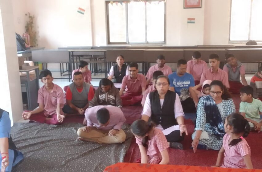  MOST SPECIALLY ABLED STUDENTS PARTICIPATED IN MEDITATION WITH GAYATRI MANTRA AT THE SAME TIME AT MULTIPLE VENUES