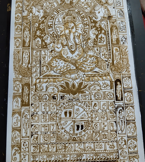  MAXIMUM GANESHA ARTWORKS IN A SINGLE PAINTING USING MEHNDI (HENNA)