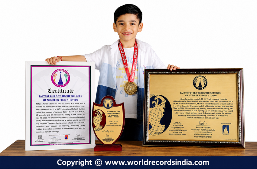  FASTEST CHILD TO RECITE SQUARES OF NUMBERS FROM 1 TO 100