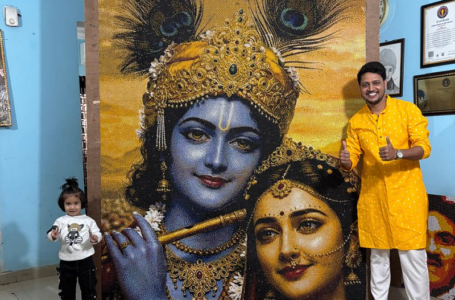 LARGEST SPIRITUAL PORTRAIT MADE USING DIFFERENT VARIETIES OF BEADS