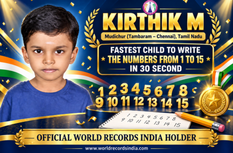 FASTEST CHILD TO WRITE THE NUMBERS FROM 1 TO 15 IN 30 SECOND.